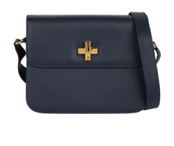 Vintage Twist Lock Crossbody Bag, Leather, Navy, MC96, 3*